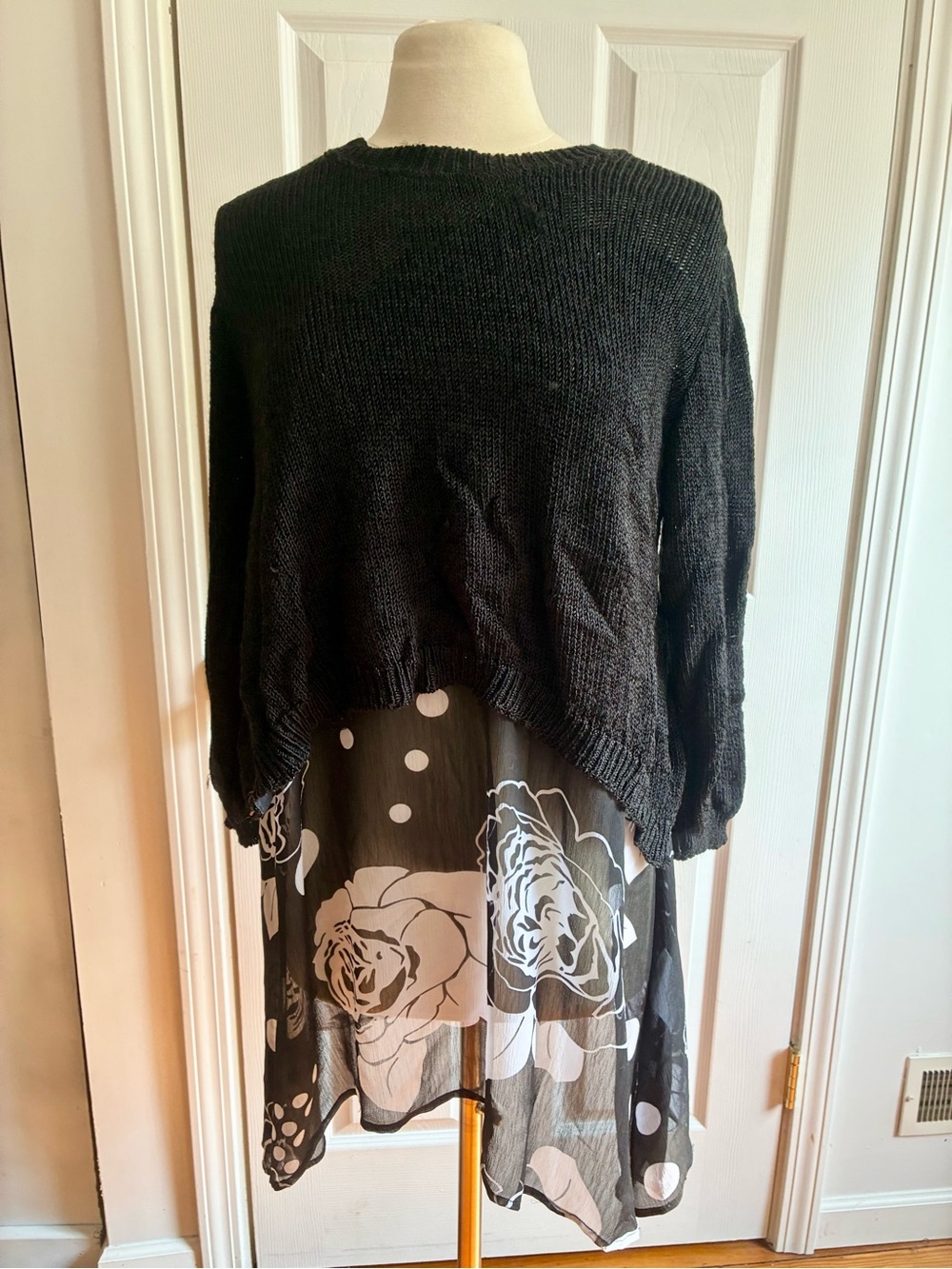 Neo Noble Sweater with Chiffon Floral Layers